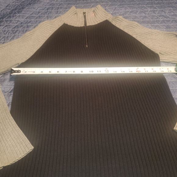 Vintage RL Polo Jeans Co. Sweater Size S Black/Gray 1/4 Zip Ribbed Y2K Preppy - Picture 5 of 6